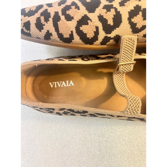 Vivaia Margot Mary Jane Leopard Print Stretch Knit Square Toe Flats 39.5 US 8.5 - Picture 5 of 7